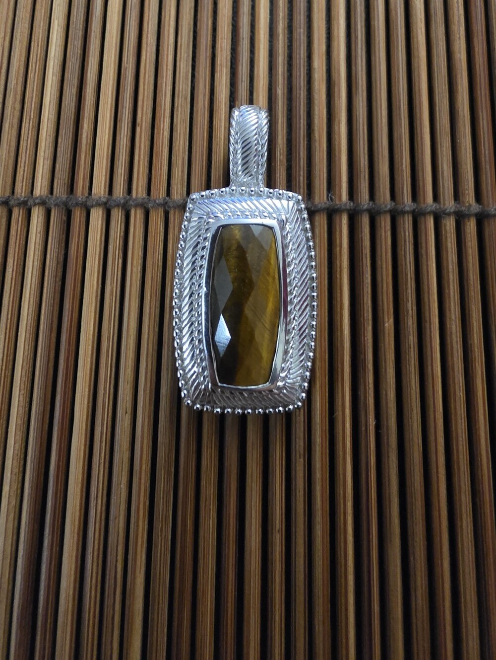 925 Silver Judith Ripka Tiger Eye Pendant (Vintage)